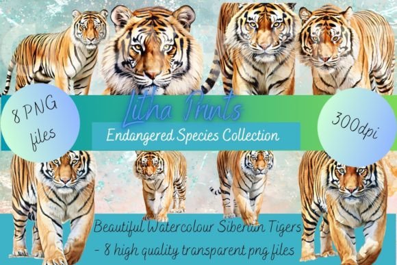 Download Watercolour Siberian Tigers - Tiger Collection