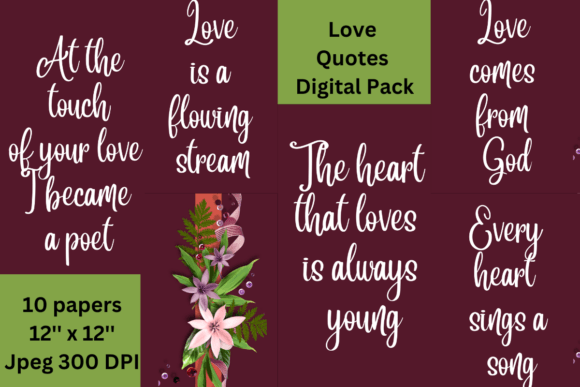 Download Love Life Quotes Digital Paper - Love life Collection