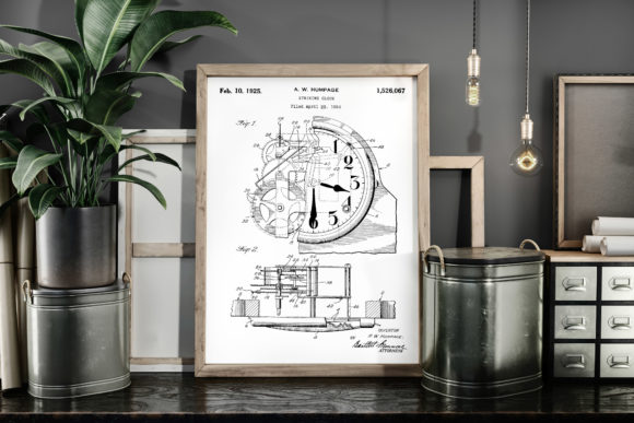 Download Striking Clock 1925 Patent Art Poster - 1925 Collection